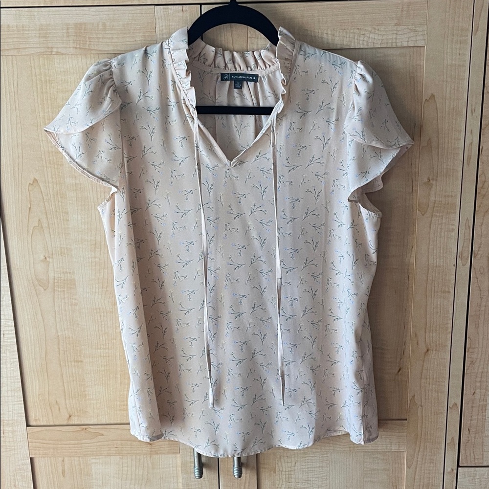 Adrianna Papell Light peach Blouse with Delicate Floral Print